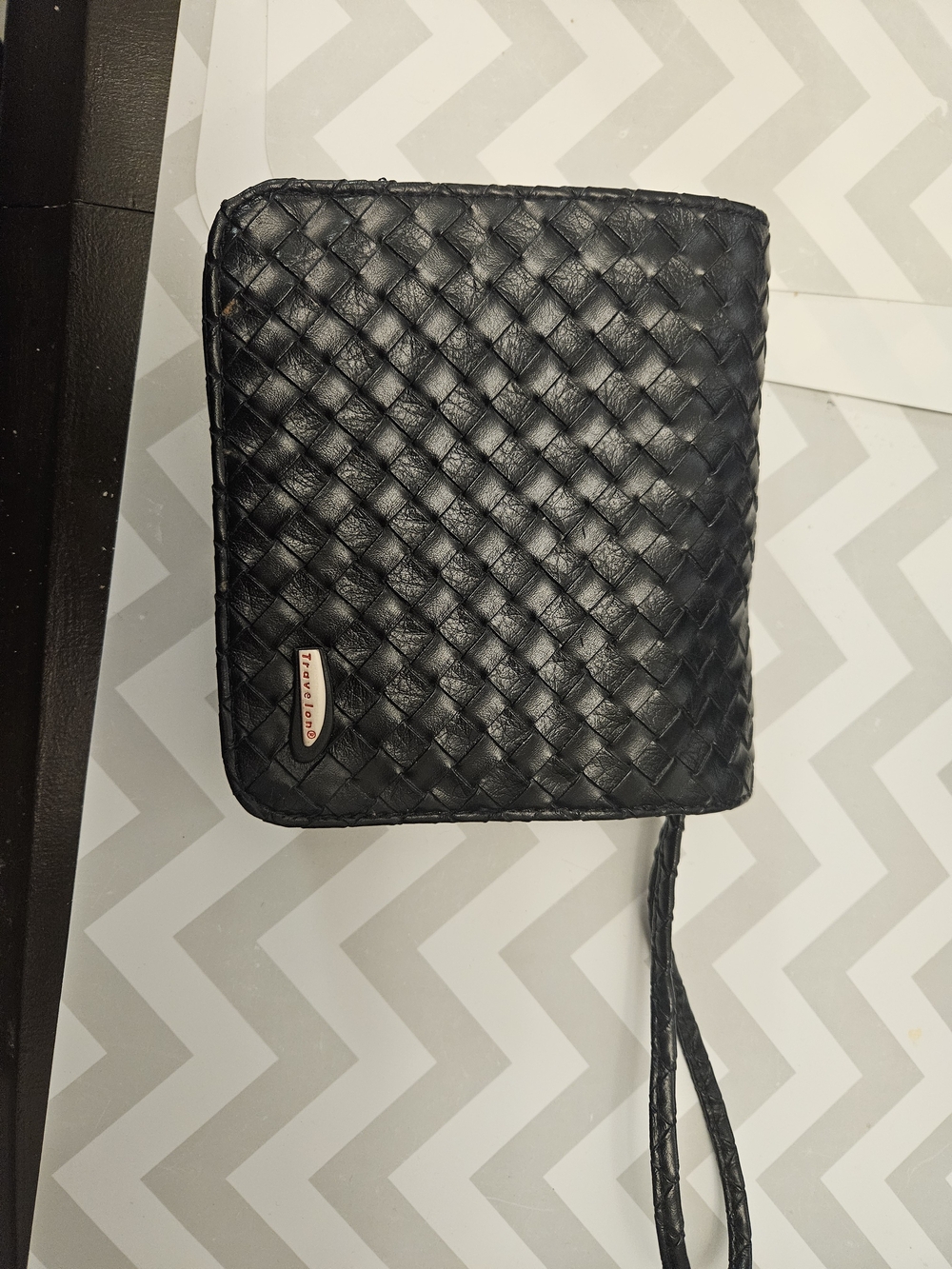 Travelon Black Woven Leather Wristlet Wallet